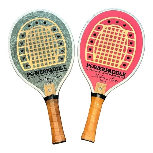 Power Paddle Other - Vintage Brian Lee Powerpaddle Tennis Wood Power Paddle 2 Paddles Set Pickleball